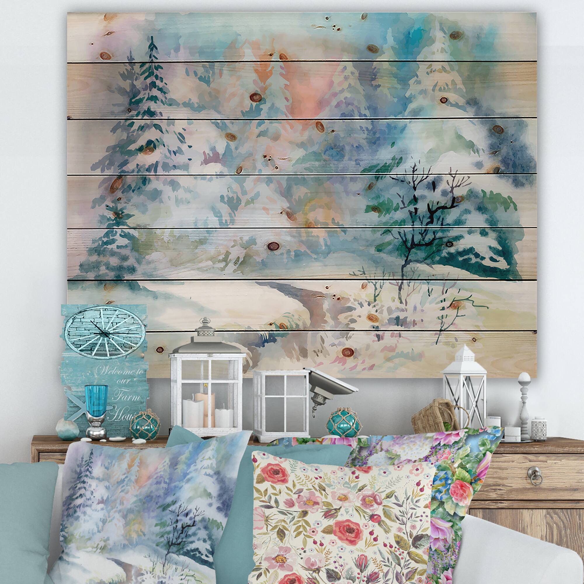 Designart - Winter Landscape With Snowy River I